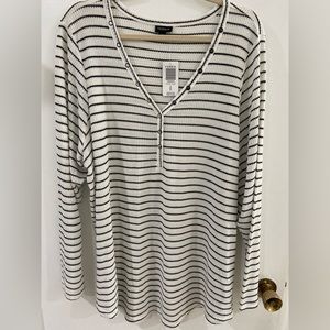 NWT Torrid Striped Waffle Knit Henley Long Sleeve Tee